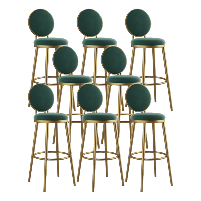 Round Upholstered Counter Height Stool Scandinavian Footrest Bar-stool with Gold Base