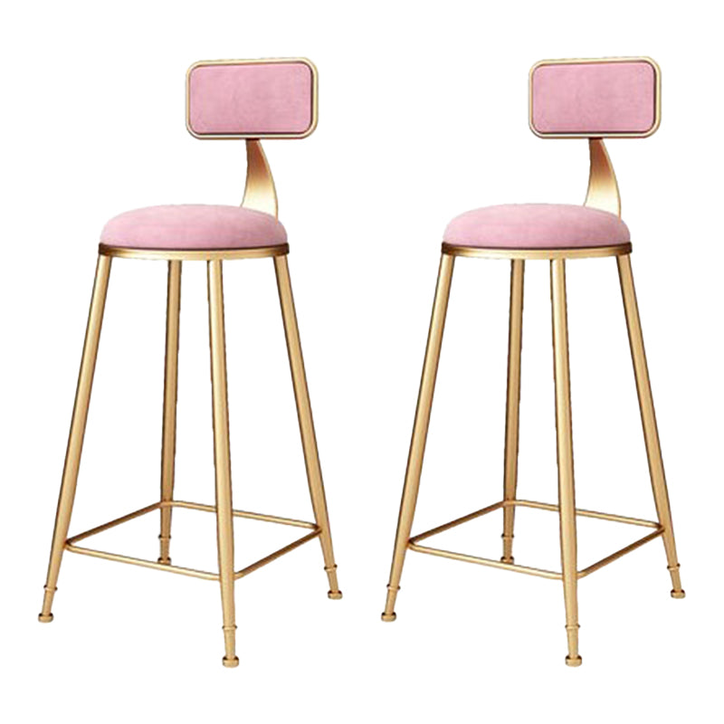 Glam Metal Barstool Velvet Footrest Stool in Matte Finish for Indoor