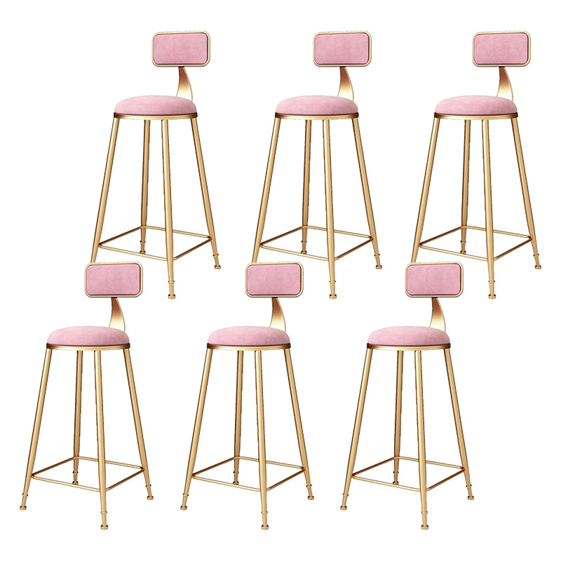 Glam Metal Barstool Velvet Footrest Stool in Matte Finish for Indoor