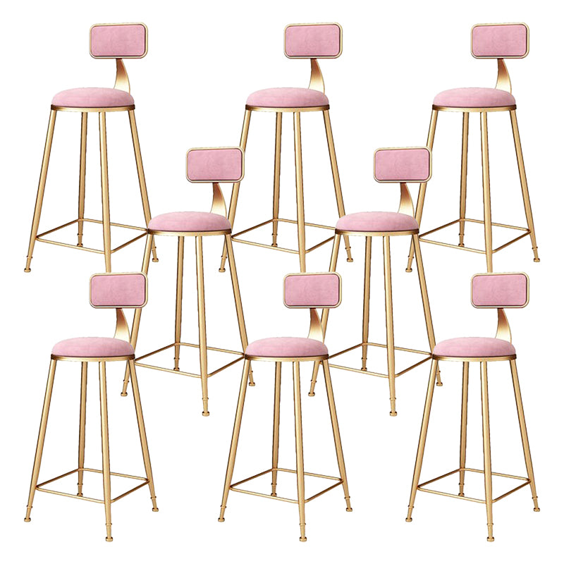 Glam Metal Barstool Velvet Footrest Stool in Matte Finish for Indoor