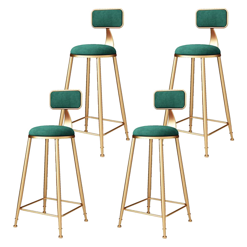Glam Metal Barstool Velvet Footrest Stool in Matte Finish for Indoor