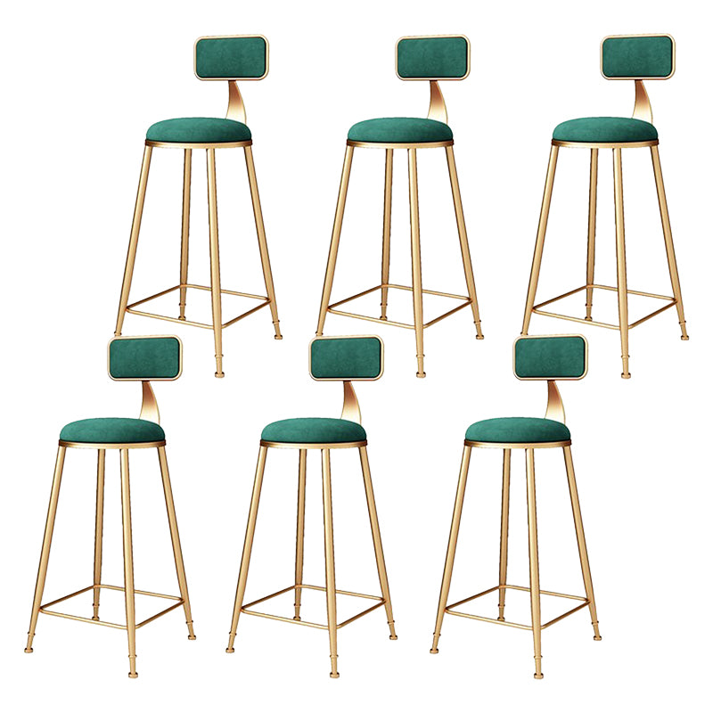 Glam Metal Barstool Velvet Footrest Stool in Matte Finish for Indoor
