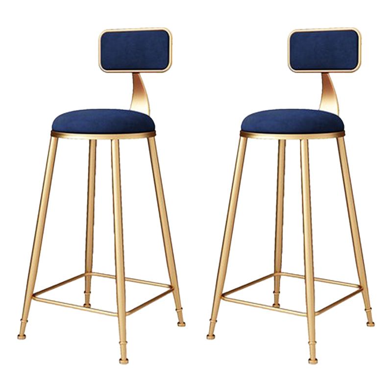 Glam Metal Barstool Velvet Footrest Stool in Matte Finish for Indoor