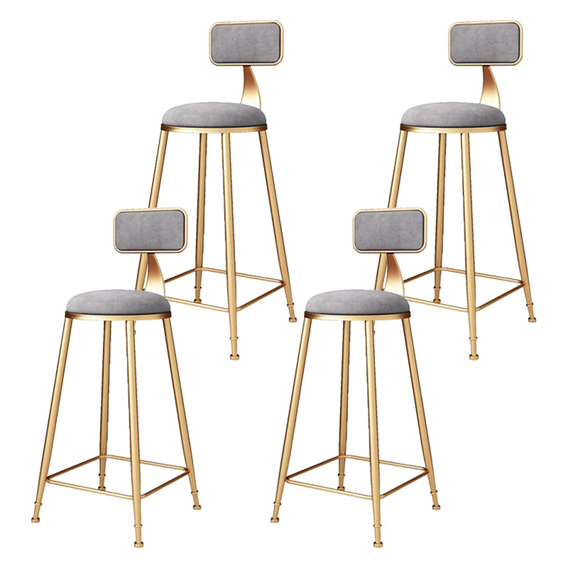 Glam Metal Barstool Velvet Footrest Stool in Matte Finish for Indoor