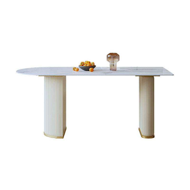 Nordic Glam Style Sintered Stone Rectangle Table Set 1/3/4/5 Pieces Dining Set