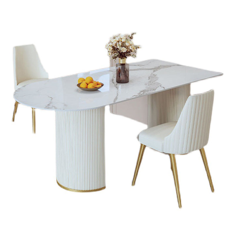 Nordic Glam Style Sintered Stone Rectangle Table Set 1/3/4/5 Pieces Dining Set