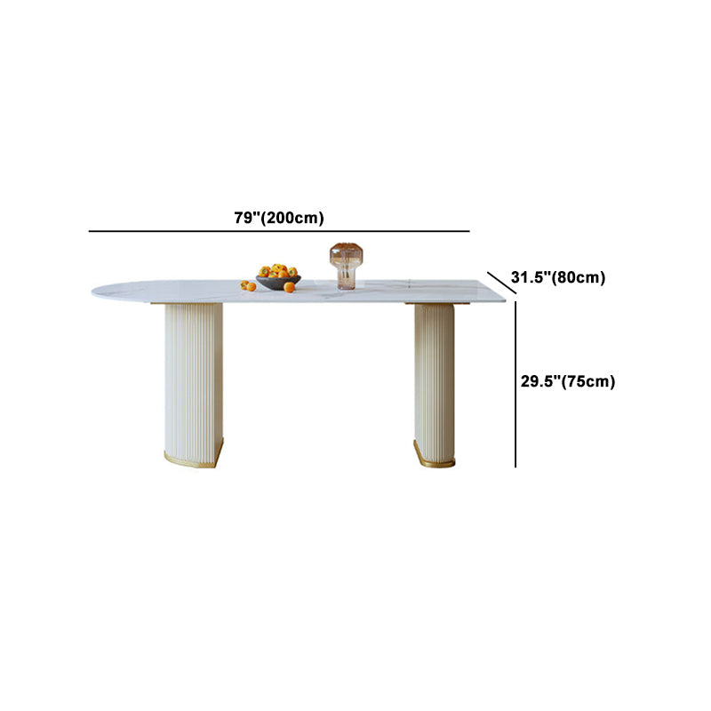 Nordic Glam Style Sintered Stone Rectangle Table Set 1/3/4/5 Pieces Dining Set