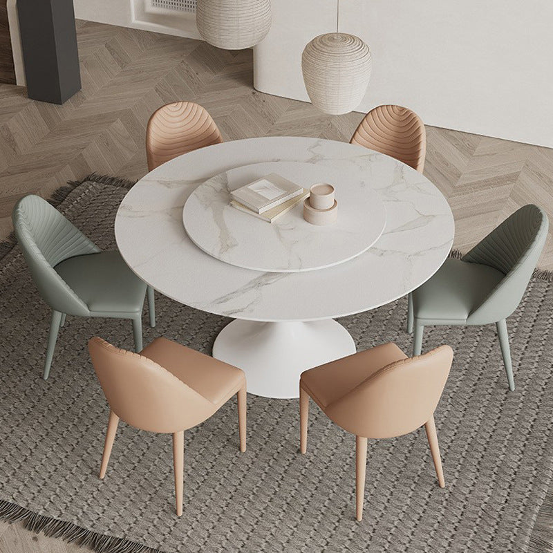 Modern Pure White Stone Dining Set Stone 1/4/5/7 Pieces Dining Furniture for Home