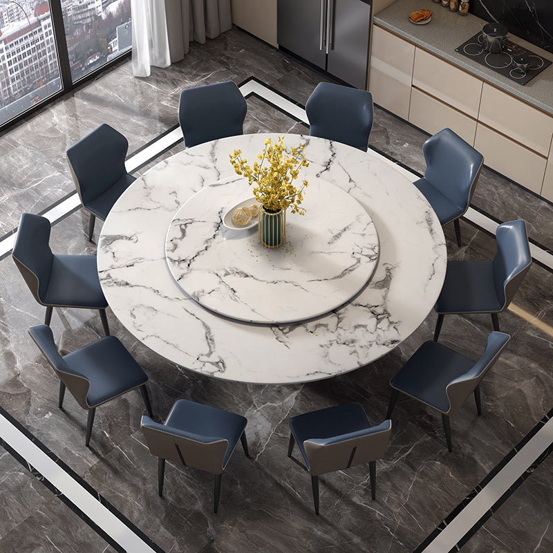 Marble Dining Table Set 1/4/5/7/11 Pcs Rectangle Table with Wingback Chairs