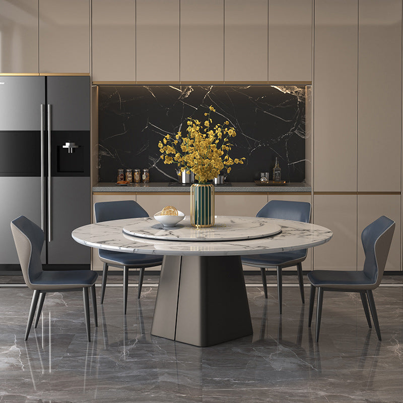 Marble Dining Table Set 1/4/5/7/11 Pcs Rectangle Table with Wingback Chairs