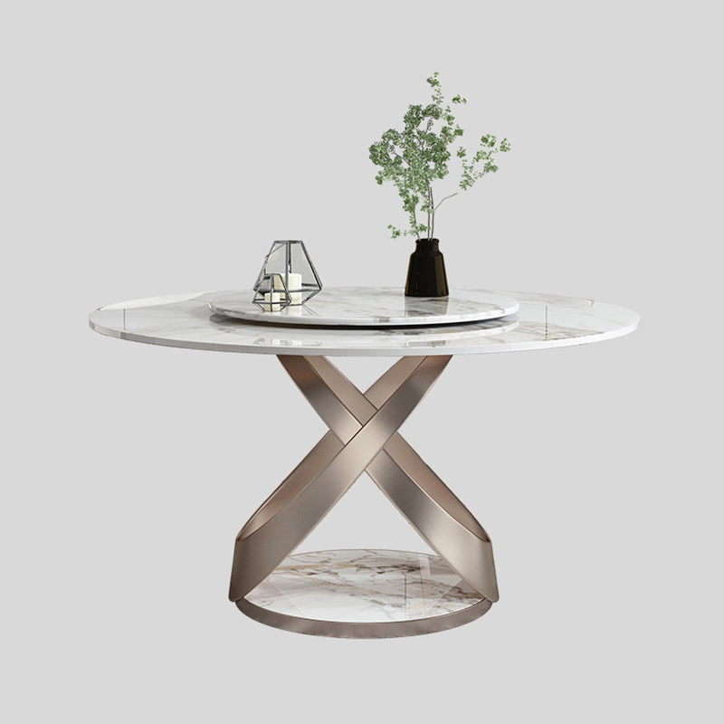 Contemporary Stone Turntable Dining Set Stone 1/2/5/7 Pieces Dining Furniture for Home