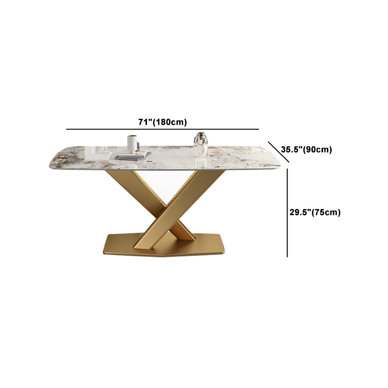 Nordic Glam Style Sintered Stone Rectangle Table Set 1/2/5/7 Pieces Dining Set