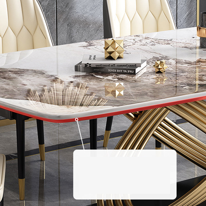 Nordic Glam Rectangle Sintered Stone Table Set 1/4/5/7 Pieces Dining Set