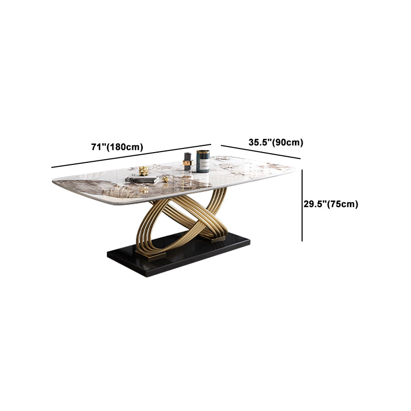 Nordic Glam Rectangle Sintered Stone Table Set 1/4/5/7 Pieces Dining Set