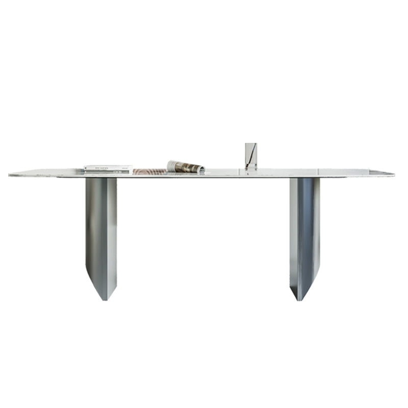 Rectangle Dining Table Set 1/4/7 Pcs Stone Dining Table with Upholstered Chairs