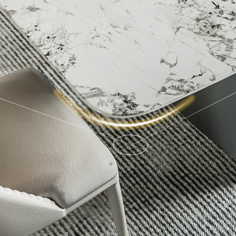 Rectangle Dining Table Set 1/4/7 Pcs Stone Dining Table with Upholstered Chairs