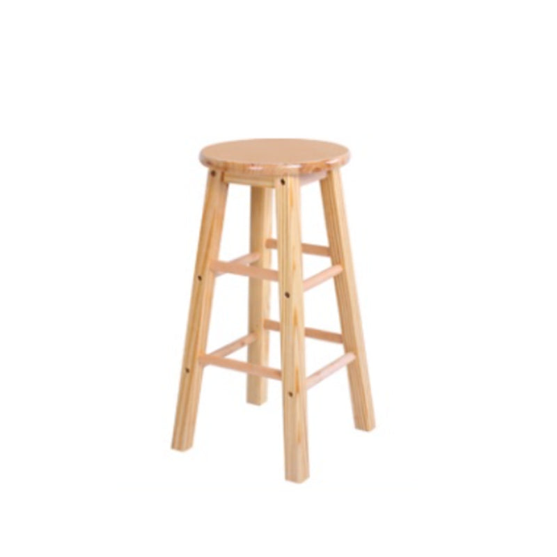 Modern Armless Backless Stool Wood Household Bar Stool with Wooden Seat and Pedal