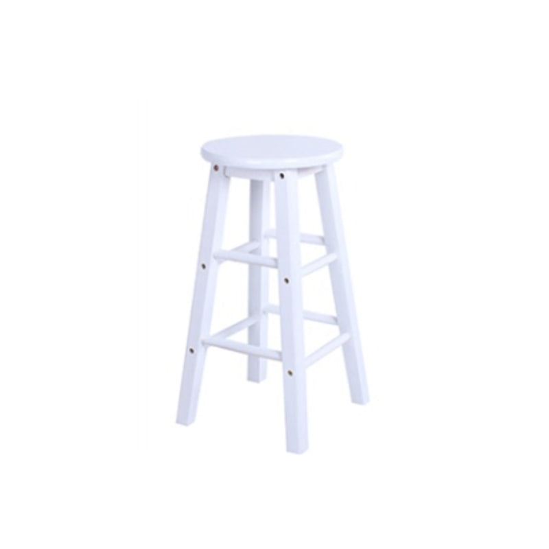 Modern Armless Backless Stool Wood Household Bar Stool with Wooden Seat and Pedal