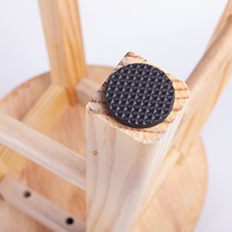 Modern Armless Backless Stool Wood Household Bar Stool with Wooden Seat and Pedal