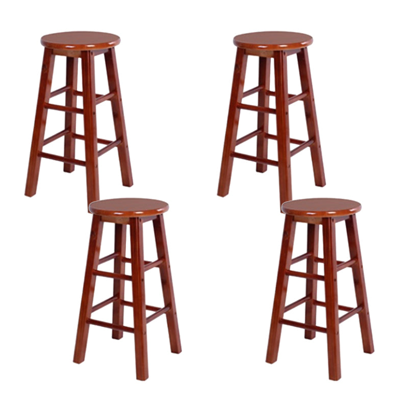 Modern Armless Backless Stool Wood Household Bar Stool with Wooden Seat and Pedal
