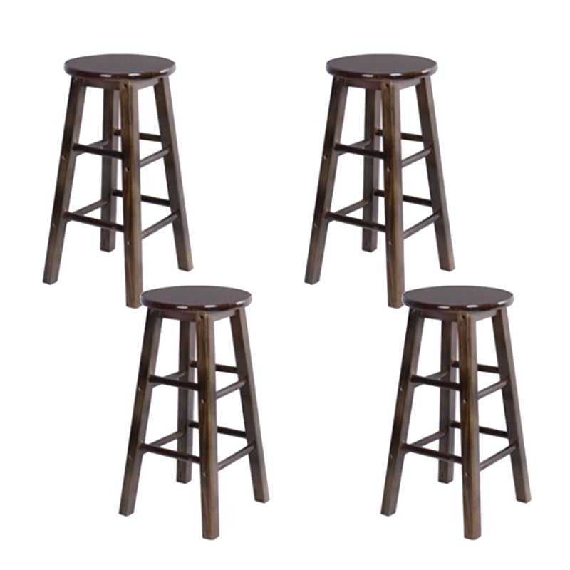 Modern Armless Backless Stool Wood Household Bar Stool with Wooden Seat and Pedal