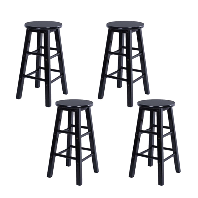 Modern Armless Backless Stool Wood Household Bar Stool with Wooden Seat and Pedal