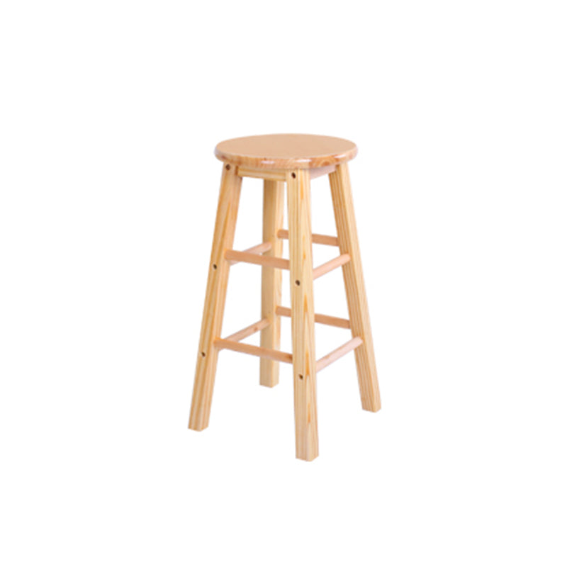 Modern Armless Backless Stool Wood Household Bar Stool with Wooden Seat and Pedal