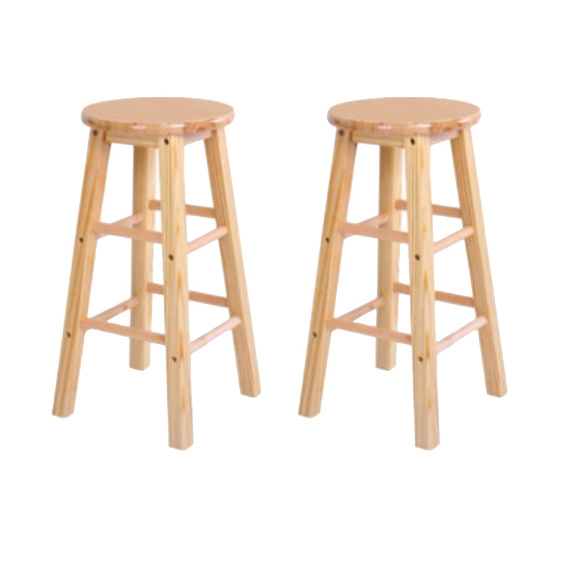 Modern Armless Backless Stool Wood Household Bar Stool with Wooden Seat and Pedal