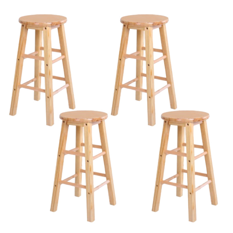 Modern Armless Backless Stool Wood Household Bar Stool with Wooden Seat and Pedal
