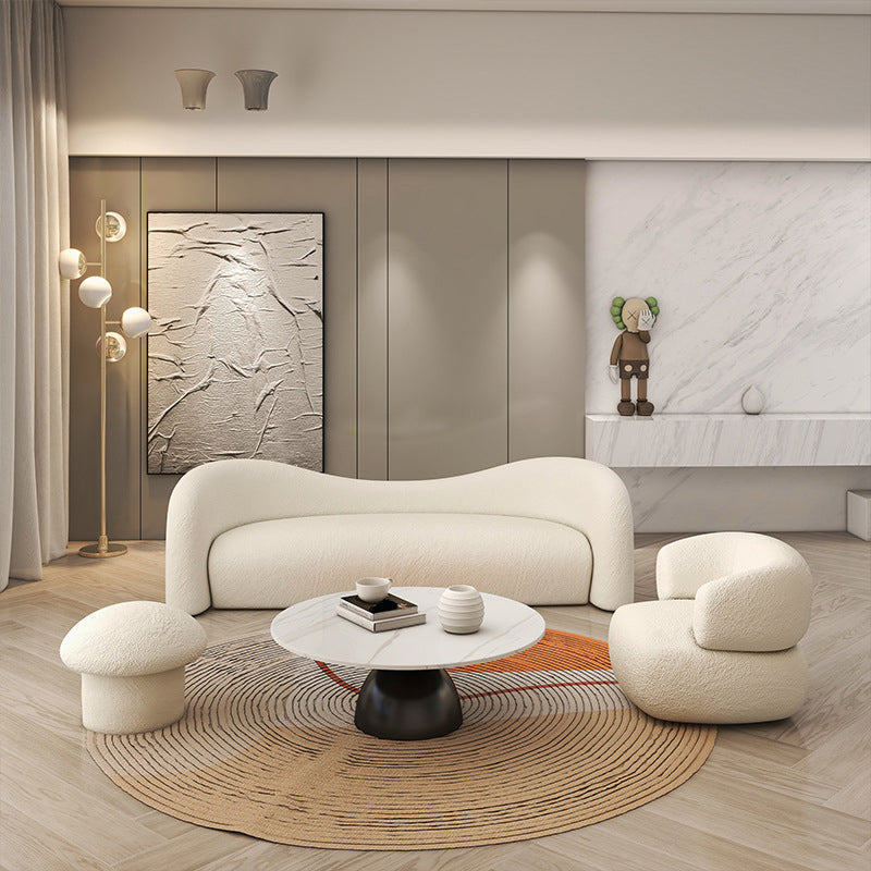 Contemporary Curved Sofa Sloped Arm Sofa with Tight Back for Living Room