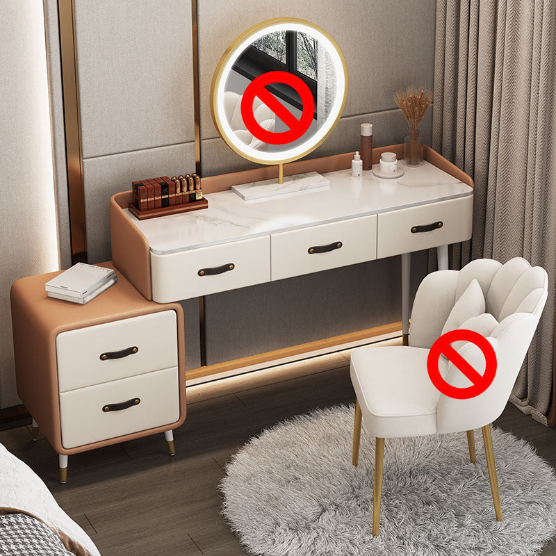 Glam Make-up Vanity Slate Top Vanity Dressing Table Set with Drawers