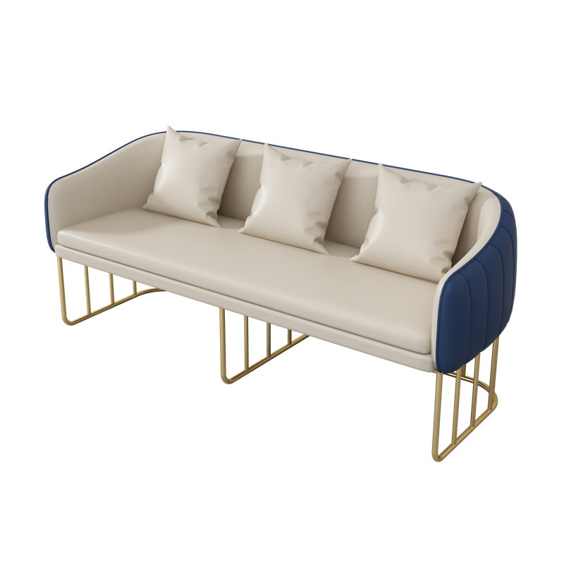 Faux Leather Tuxedo Arm Sofa Stain Resistant Sofa for Living Room