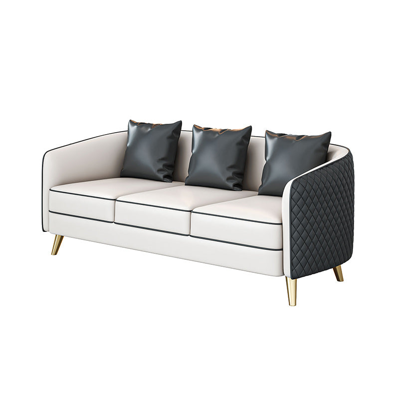 25.59" Wide Faux Leather Sofa Contemporary Standard Sloped Arm Sofa