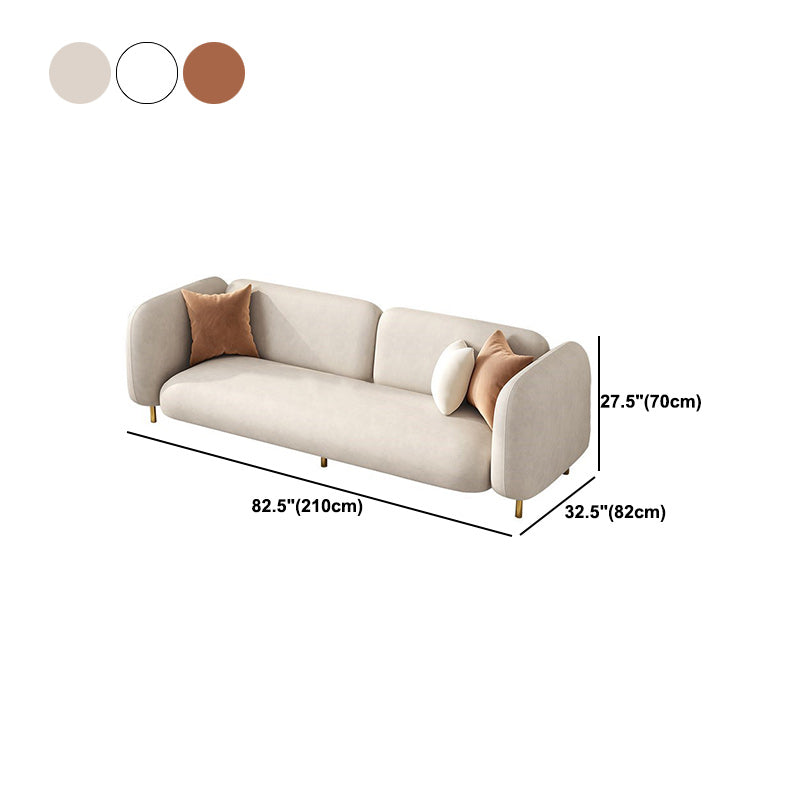 Modern Style Faux Leather Sofa Square Arm Tuxedo Living Room Sofa with Brass Legs