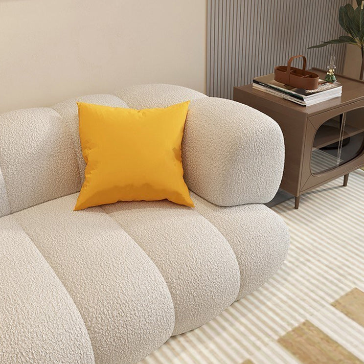 Modern Sewn Pillow Back Sofa Tuxedo Arm Sofa 29.53" H in White Wool