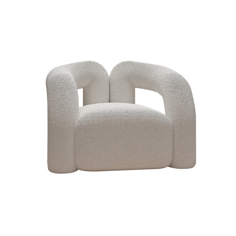 27.56" High Wool Sofa Modern Simple Tuxedo Arm Sofa in White