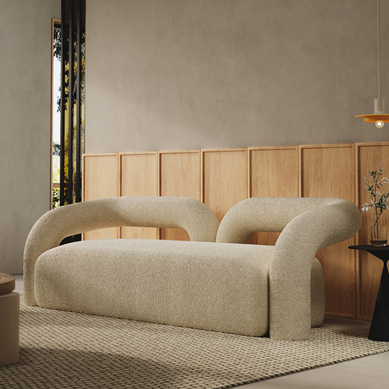 27.56" High Wool Sofa Modern Simple Tuxedo Arm Sofa in White
