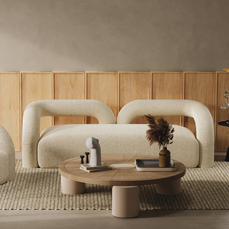 27.56" High Wool Sofa Modern Simple Tuxedo Arm Sofa in White