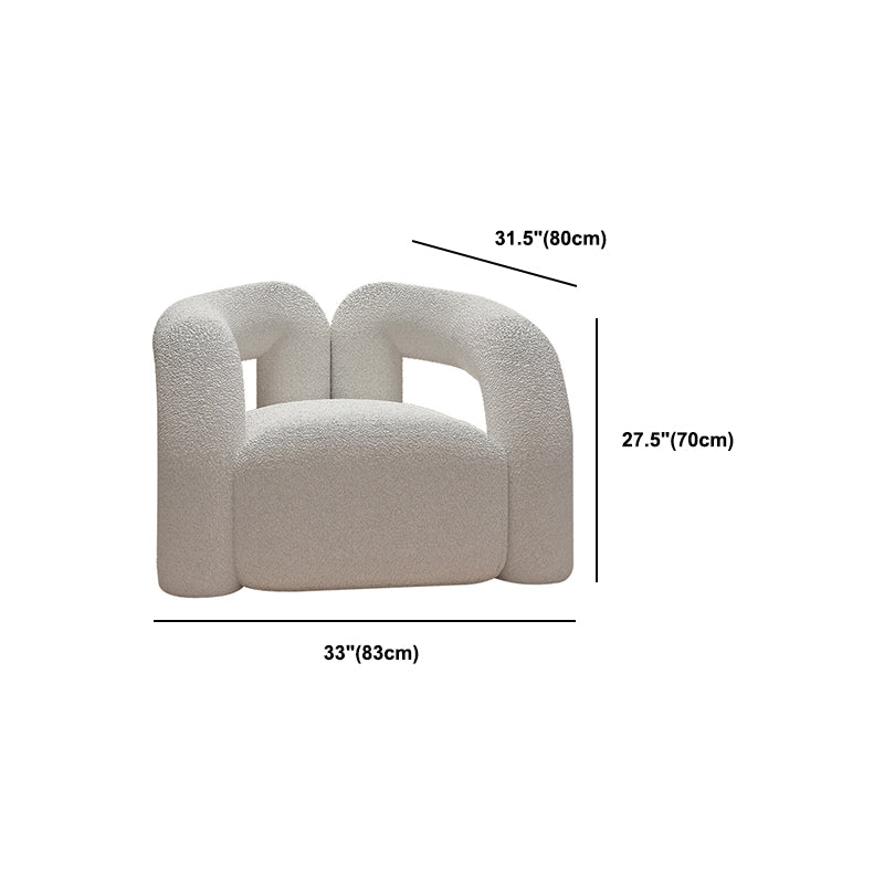 27.56" High Wool Sofa Modern Simple Tuxedo Arm Sofa in White