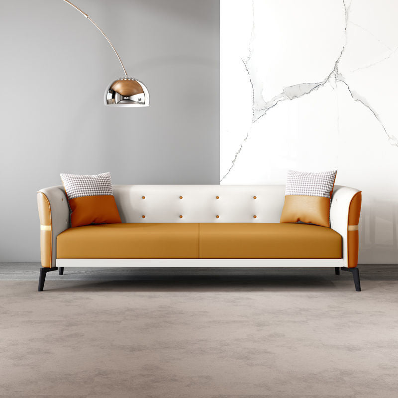 Modern Style Sofa Imitation Leather Sponge Upholstered Overturned Armchair Sofa Bed