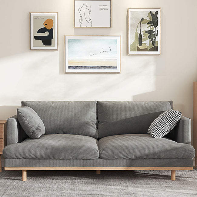 Modern Style Polyester Sofa Recessed Arm Tight Back Settee for Living Room