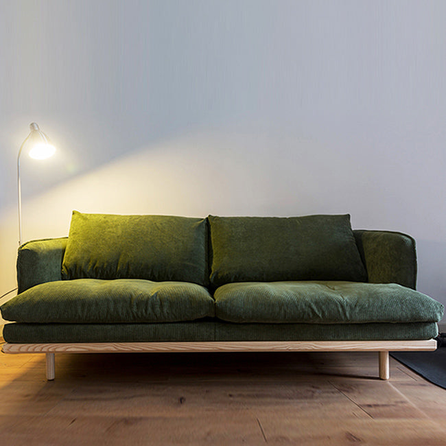 Modern Style Polyester Sofa Recessed Arm Tight Back Settee for Living Room
