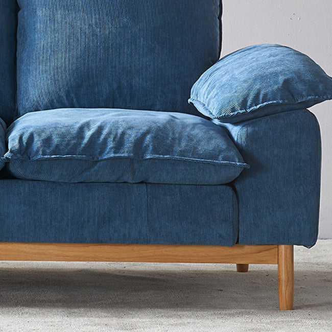 Nordic 3 Seater Sofa 100 Polyester Pillow Top Arm Settee with Cushions and Wooden Base