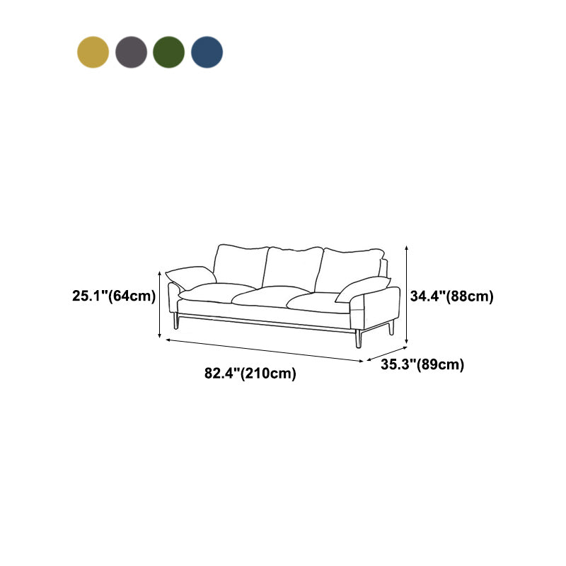 Nordic 3 Seater Sofa 100 Polyester Pillow Top Arm Settee with Cushions and Wooden Base