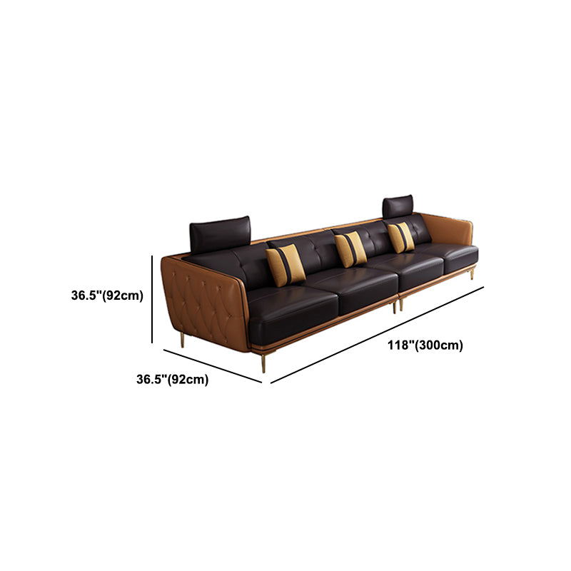 Contemporary Square Arm Genuine Leather Stain-Resistant Sofa & Chaise