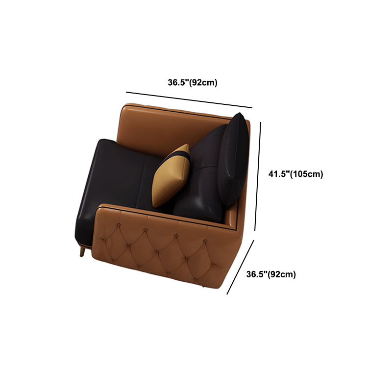 Contemporary Square Arm Genuine Leather Stain-Resistant Sofa & Chaise