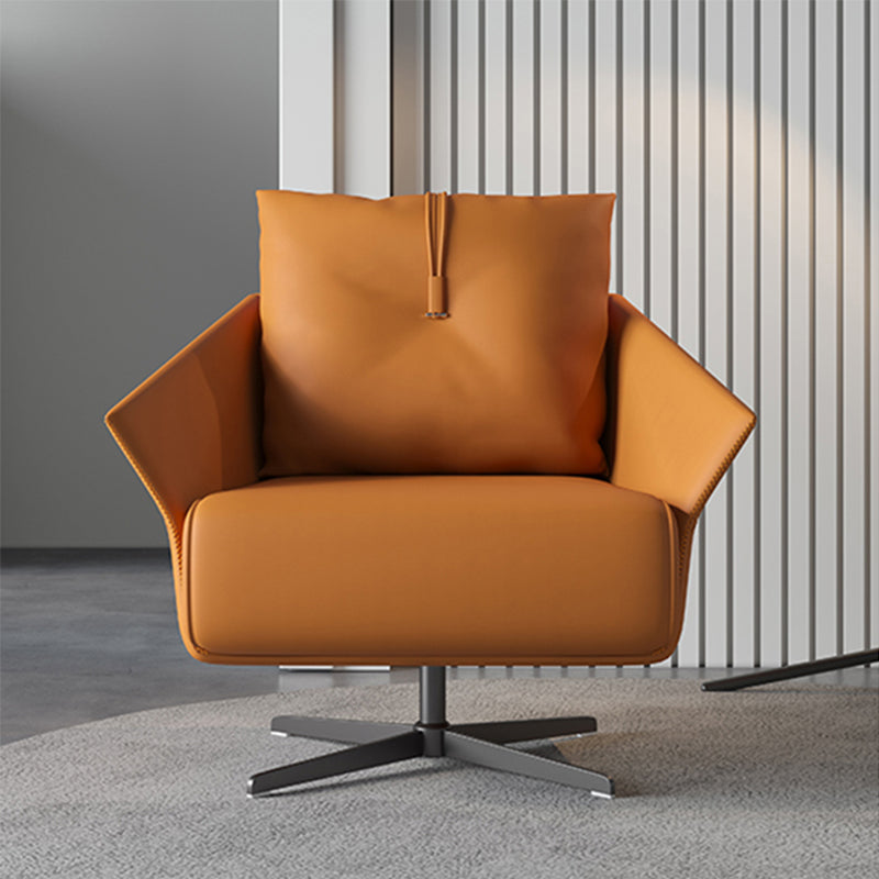 Contemporary Bonded Leather Pillow Back 4-Star Accent Armchair