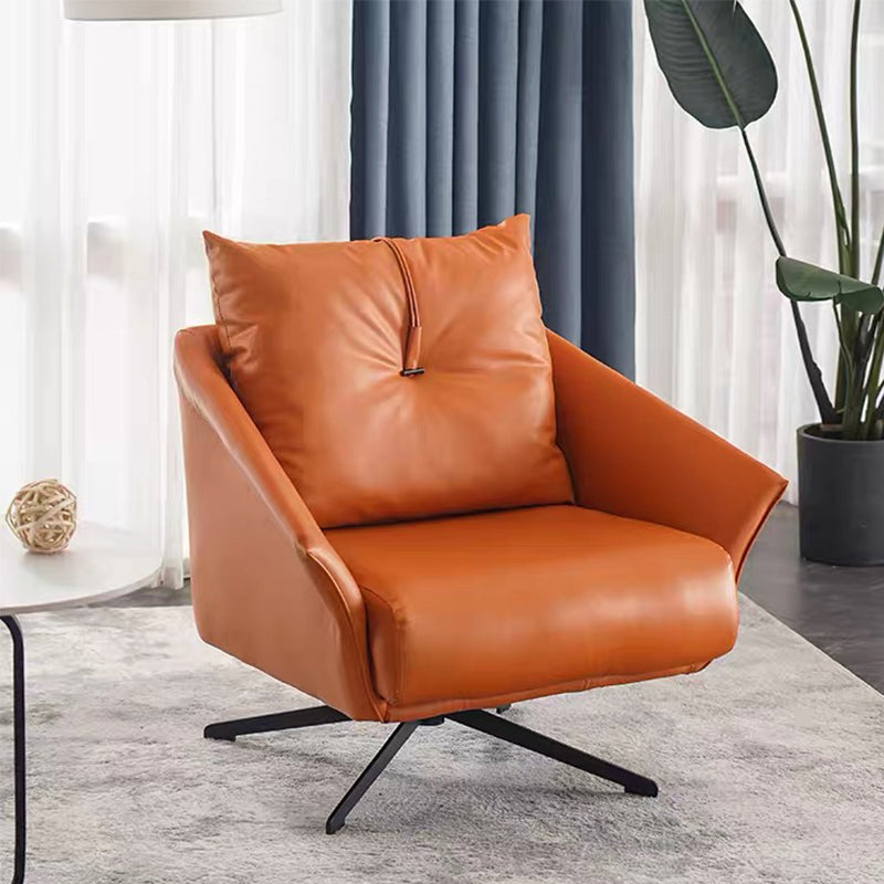 Contemporary Bonded Leather Pillow Back 4-Star Accent Armchair