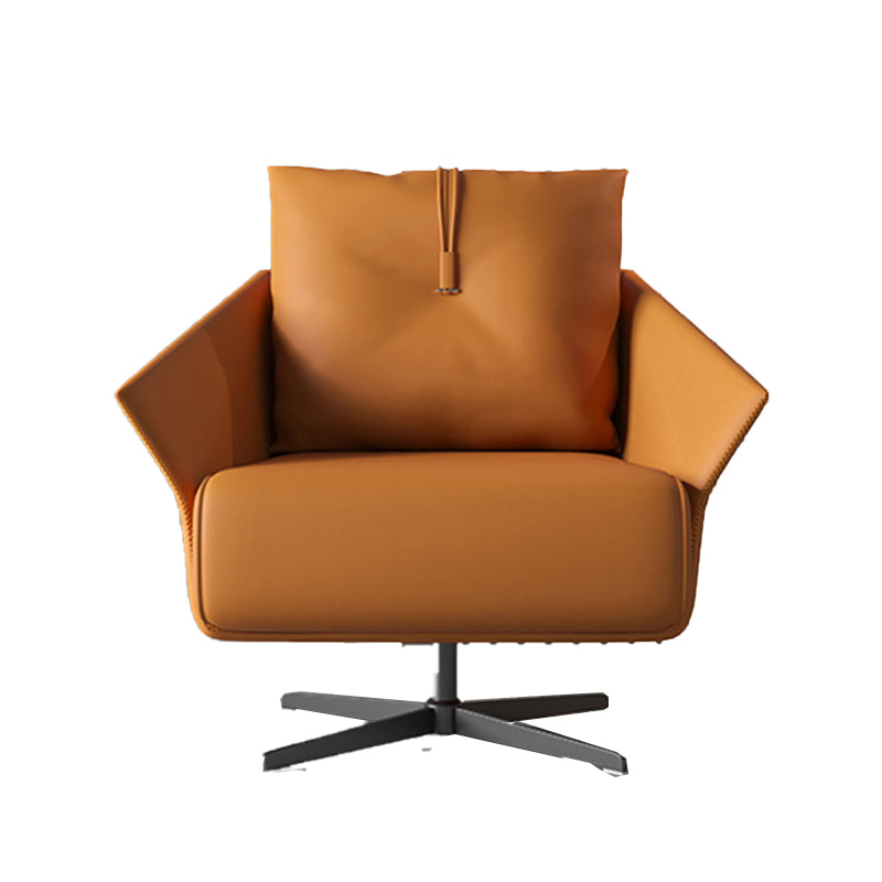 Contemporary Bonded Leather Pillow Back 4-Star Accent Armchair