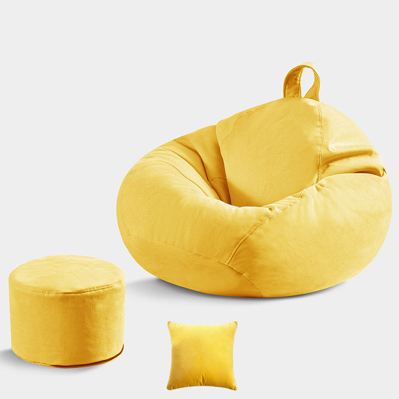 Solid Color Chair with Ottoman and Pillow Armless Chair for Living Room